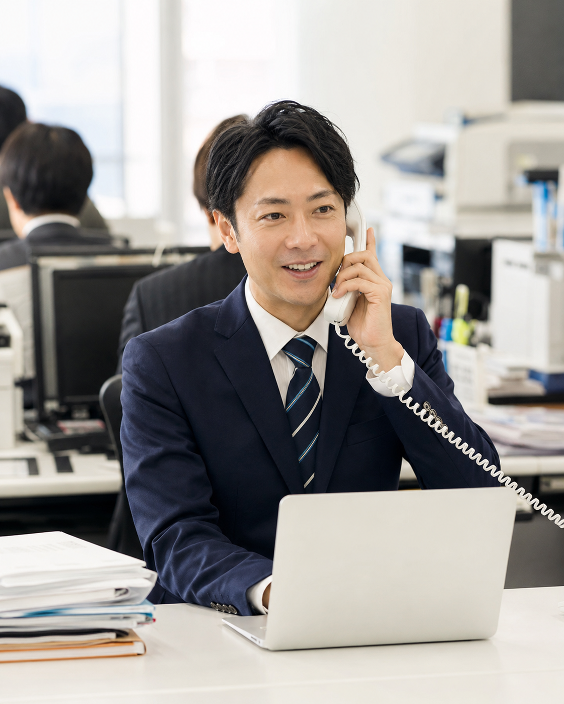 電話中の営業マン